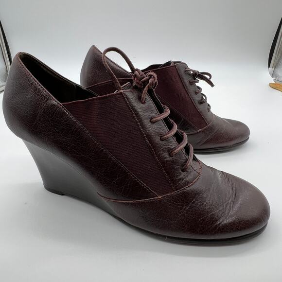 Aerosoles Ankle Heel Boots Size 8.5 Red Leather Upper - Picture 6 of 8